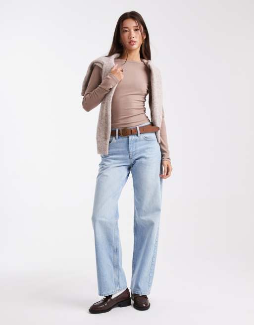 ASOS DESIGN soft long sleeve shrunken tee in mocha