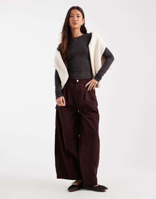 ASOS DESIGN soft long sleeve shrunken tee in raven