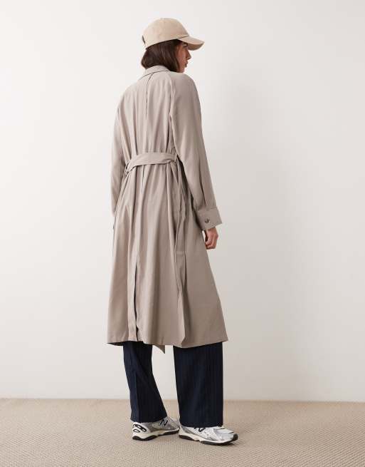 ASOS DESIGN soft longline trench in mushroom, 3 of 4