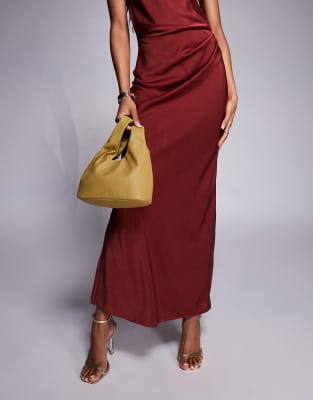 Asos Design Soft Loop Through Clutch Bag In Orange