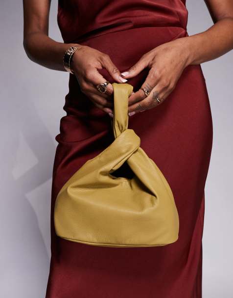 ASOS DESIGN soft loop through clutch bag in chartreuse - view 1