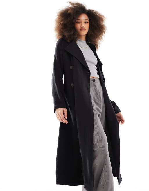 CerbeShops DESIGN soft midi trench coat in black