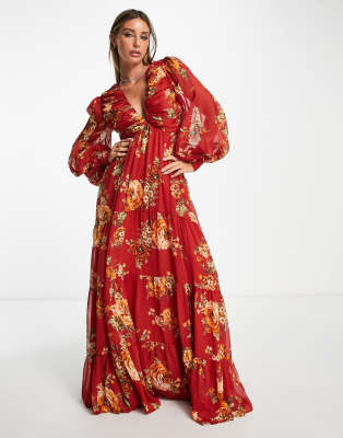 red lace asos dress ASOS Design - Maxi Dress - Women - Polyester/Spandex - 6 US