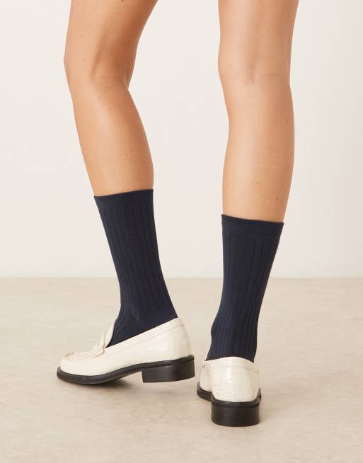 ASOS DESIGN soft ribbed socks in navy | ASOS
