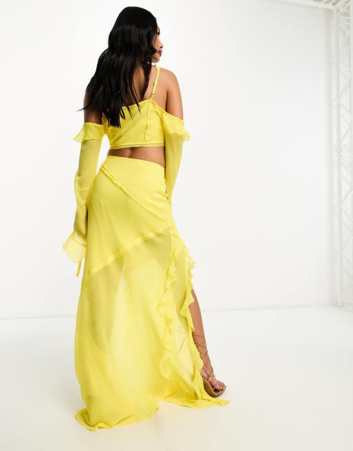 Side split yellow on sale skirt