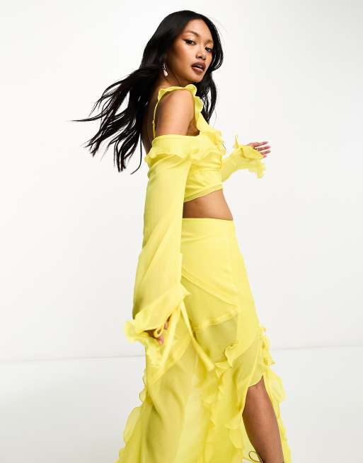 Yellow best sale ruffle shirt