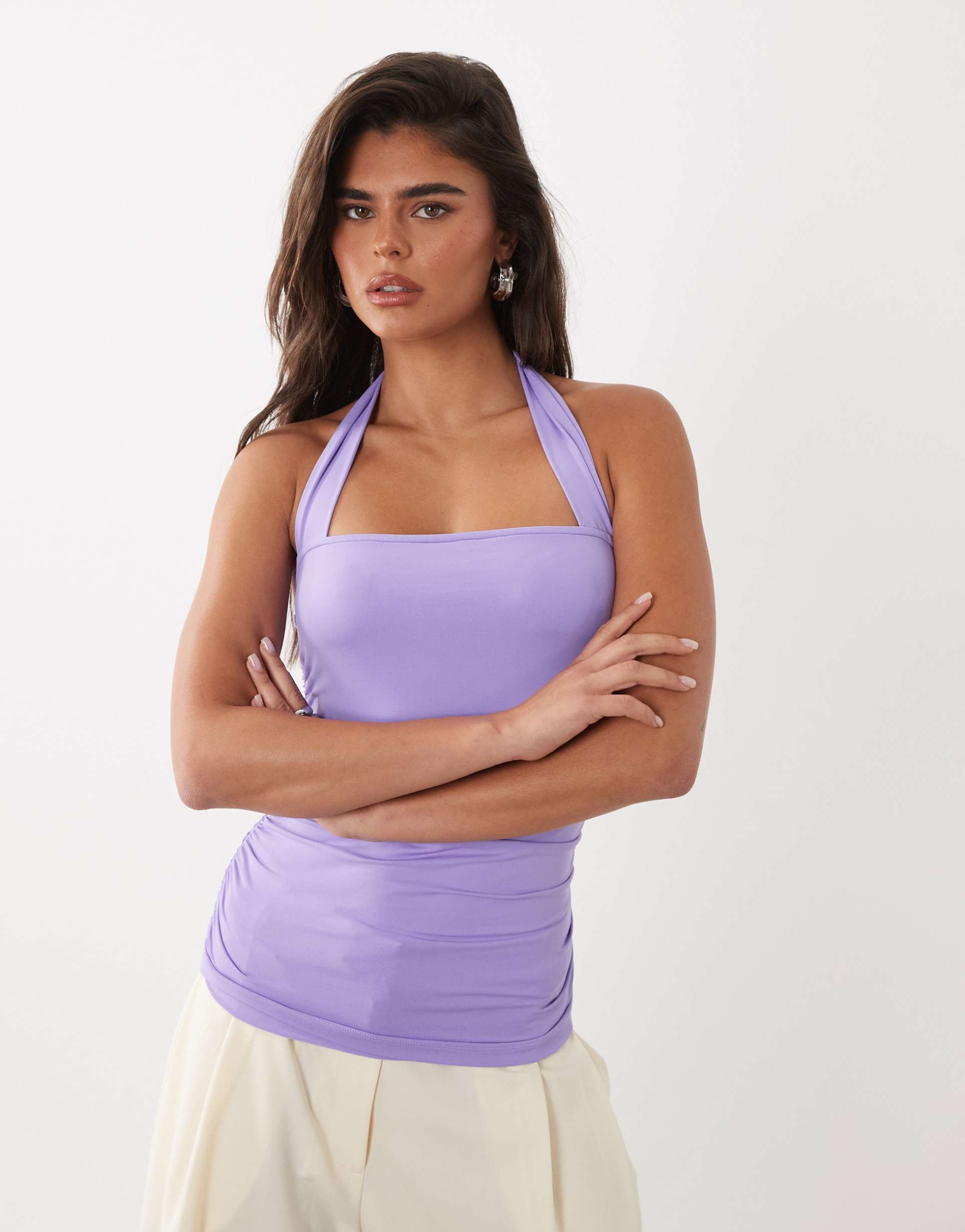 asos design soft scoop tank top in lilac