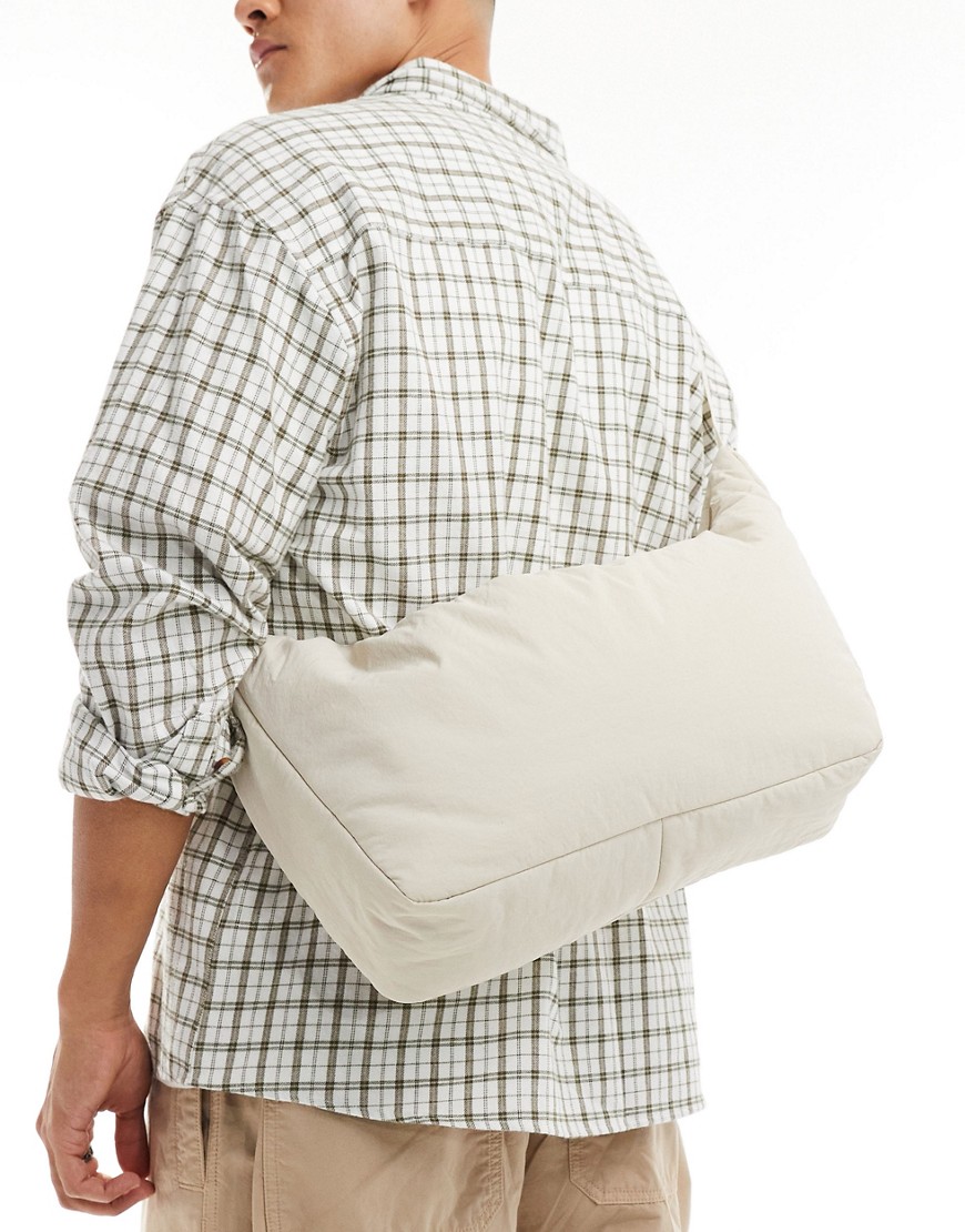 ASOS DESIGN soft slouch cross body bag in ecru-White