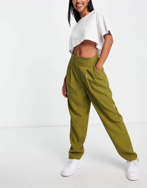 ASOS DESIGN soft slouch mom pant in olive