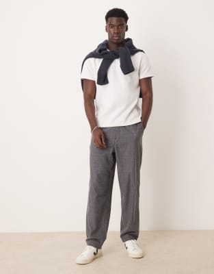 ASOS DESIGN soft tailored balloon fit trousers in grey check-Brown
