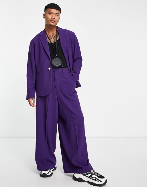 ASOS DESIGN soft tailored oversized suit jacket in dark purple crepe