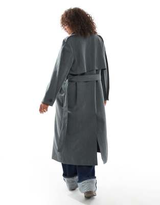 Asos Design Soft Tailored Trench Coat In Gray