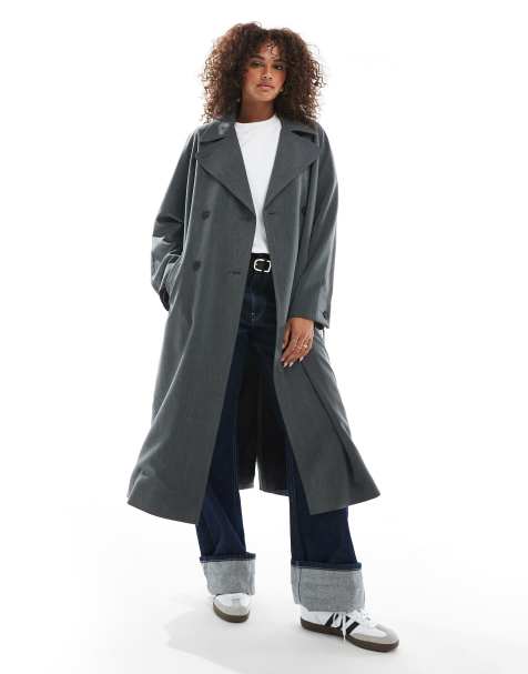 ASOS DESIGN soft tailored trench in charcoal - view 1