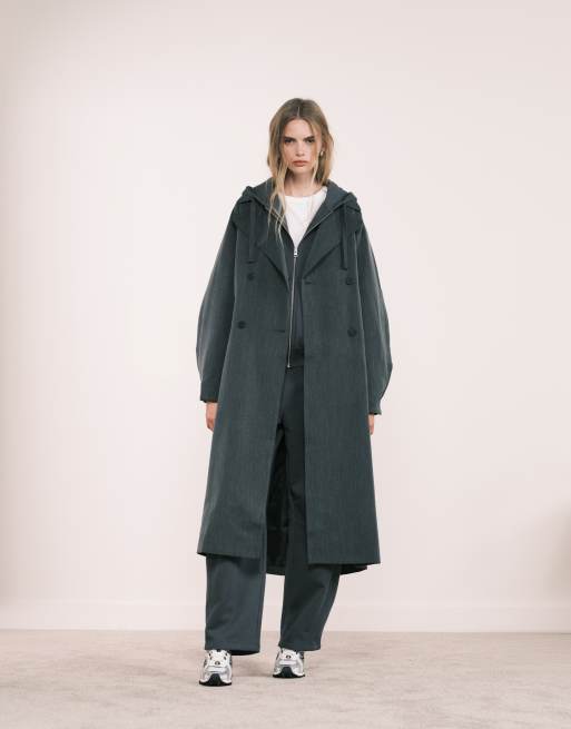 ASOS DESIGN soft tailored trench in charcoal, 2 of 5
