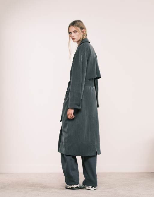 ASOS DESIGN soft tailored trench in charcoal, 4 of 5