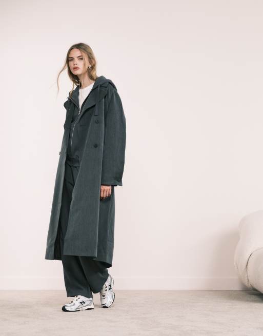 ASOS DESIGN soft tailored trench in charcoal, 5 of 5