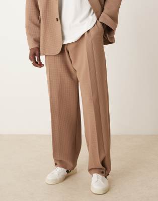 Asos Design Soft Tailored Wide Suit Pants In Brown