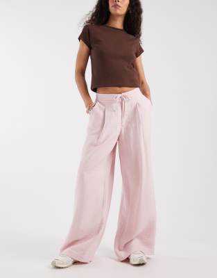 Asos Design Soft Texture Wide Leg Pants In Black