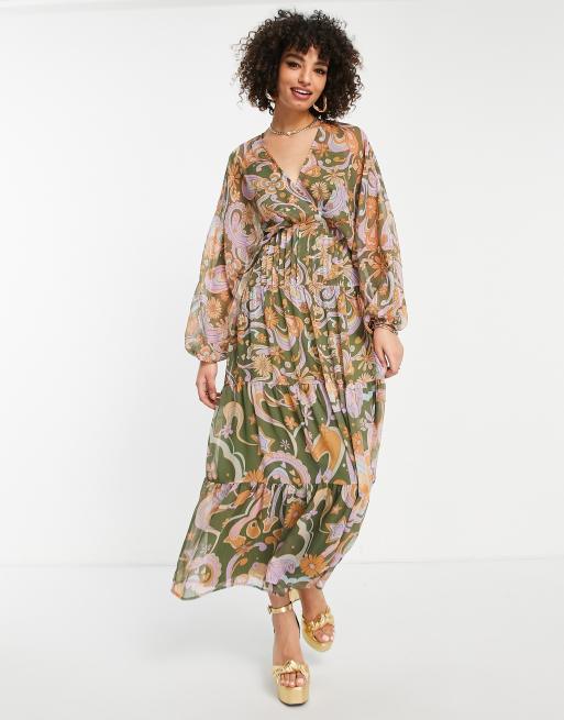 ASOS DESIGN soft tiered maxi dress in 70s print | ASOS