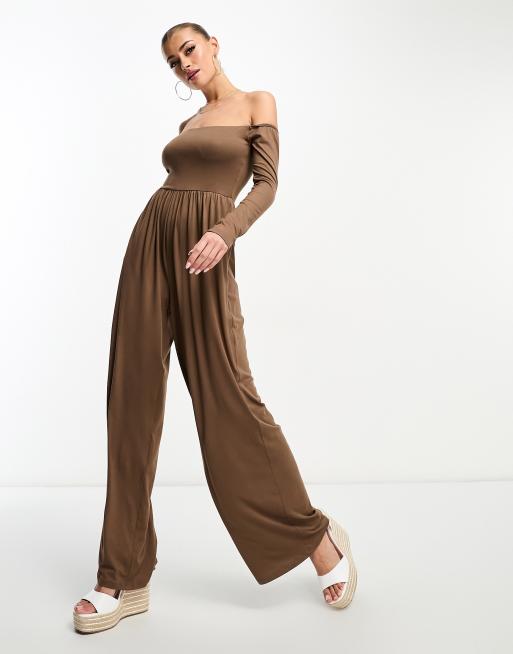 ASOS DESIGN seamless jumpsuit in mocha