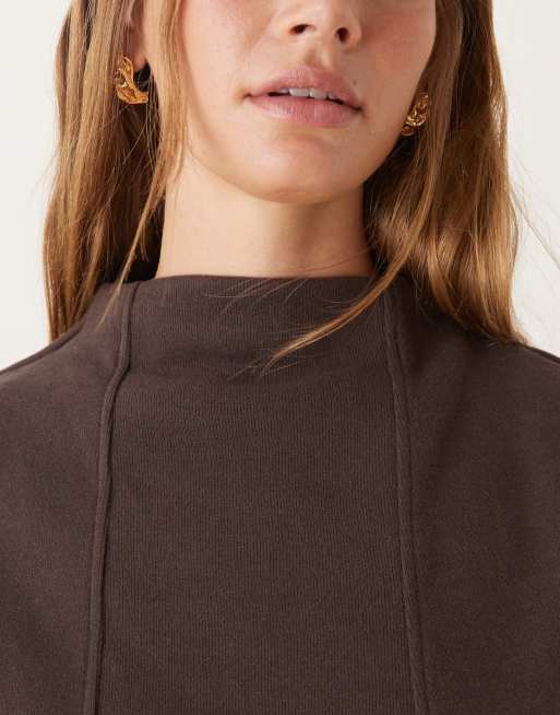 ASOS DESIGN soft touch boat neck peplum seam detail tank top in chocolate
