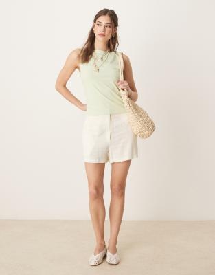 Asos Design Soft Touch Boat Neck Tank Top In Green