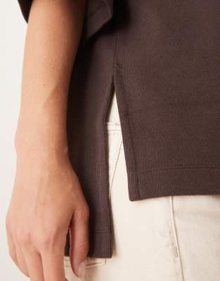Asos Design Soft Touch Boxy T-shirt In Brown