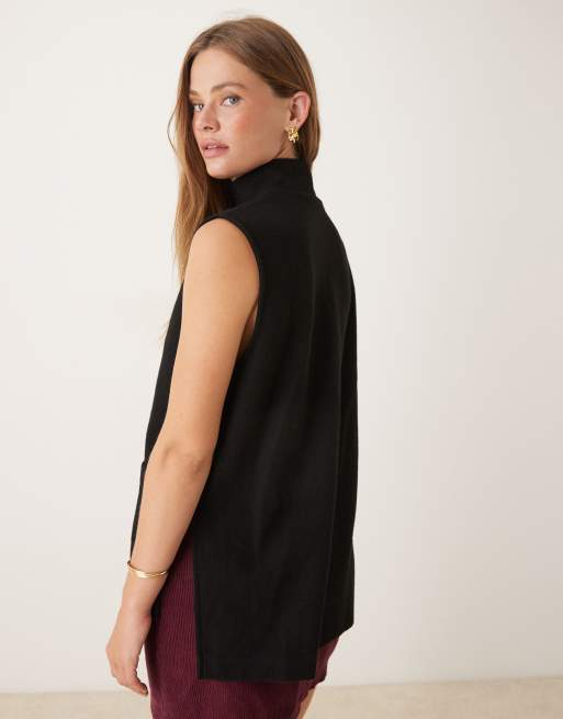 ASOS DESIGN soft touch boxy tank with high neck in black