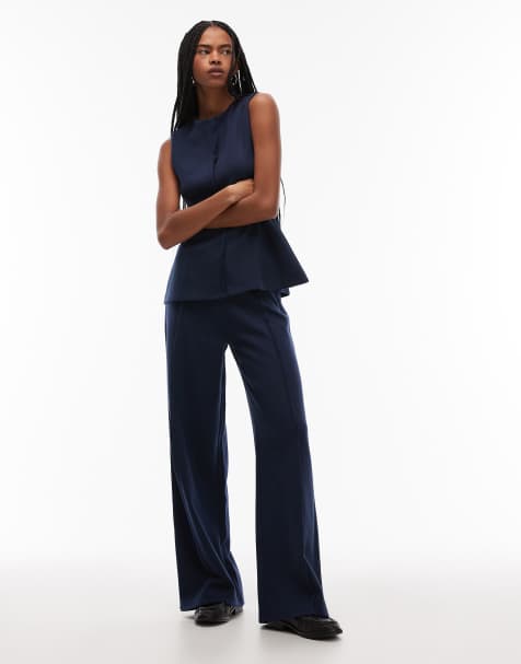 ASOS DESIGN soft touch button detail co-ord in navy - view 1