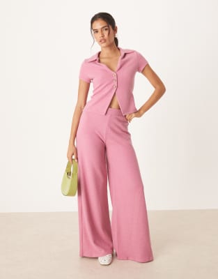 Asos Design Soft Touch Button Up Short Sleeve Cardigan In Pink