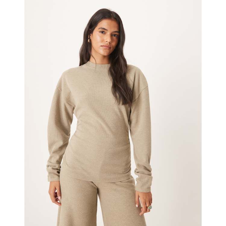 ASOS DESIGN soft touch cinched waist long sleeve tee in