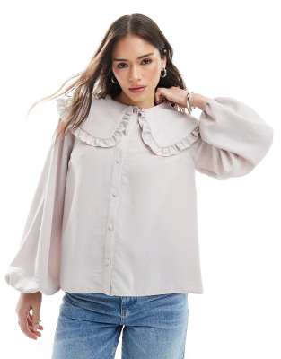 Asos Design Soft Touch Collared Shirt-neutral