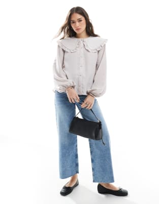 Asos Design Soft Touch Collared Shirt-neutral In Neutral