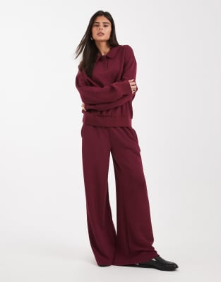 Asos Design Soft Touch Cupro Henley Sweatshirt In Red