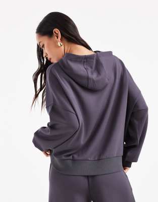 Asos Design Soft Touch Cupro Hoodie In Gray