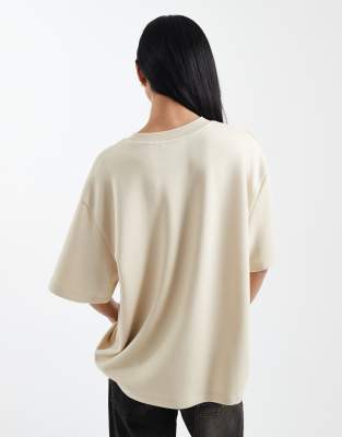 Asos Design Soft Touch Cupro Oversized T-shirt In Neutral