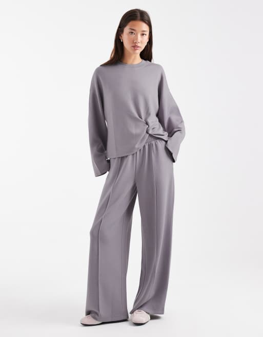 ASOS DESIGN soft touch cupro twist front sweatshirt in grey, 4 of 4