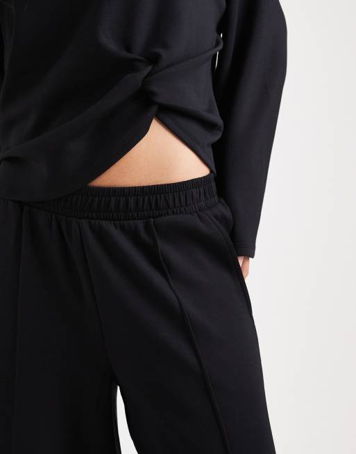 ASOS DESIGN soft touch cupro wide leg jogger in black, 2 of 5