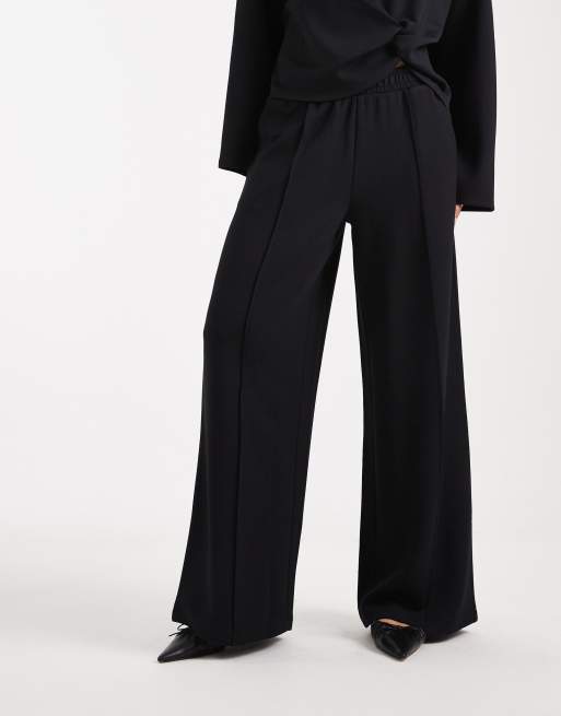 ASOS DESIGN soft touch cupro wide leg jogger in black, 5 of 5