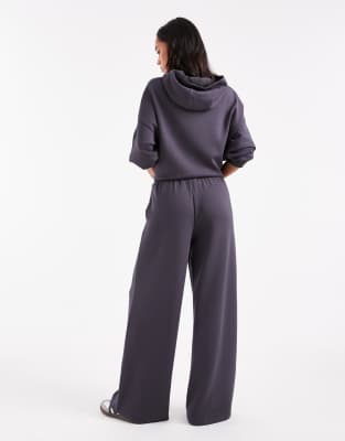 Asos Design Soft Touch Cupro Wide Leg Sweatpants In Gray