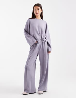 Asos Design Soft Touch Cupro Wide Leg Sweatpants In Gray