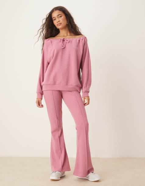 ASOS DESIGN soft touch drawcord co-ord in pink - view 1