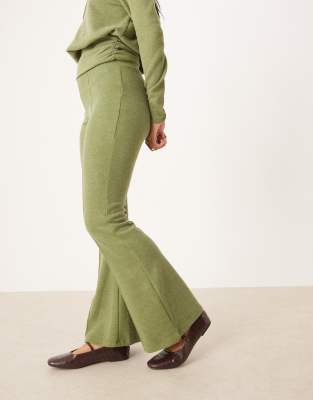 Asos Design Soft Touch Flare Pants In Green