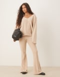 [ASOS DESIGN] ASOS DESIGN soft touch flare pants in light taupe-Neutral M Light taupe