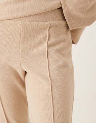 Asos Design Soft Touch Flared Pants In Brown