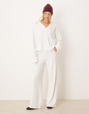 Asos Design Soft Touch Hoodie With Rolled Cuff Details In White