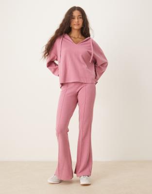 Asos Design Soft Touch Hoodie With Turn Back Cuff Detail In Pink
