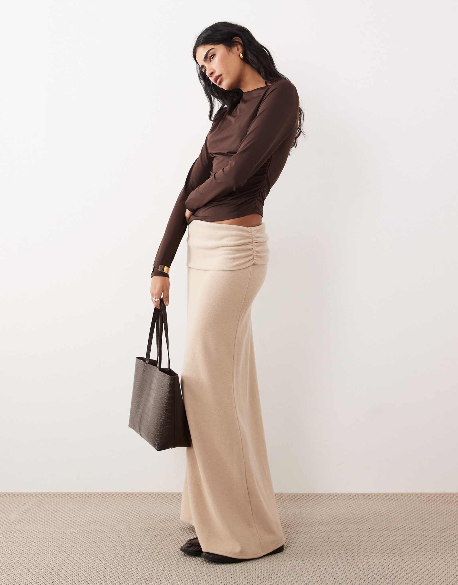 Макси-юбка ASOS DESIGN soft touch светло-серого цвета - часть комплекта