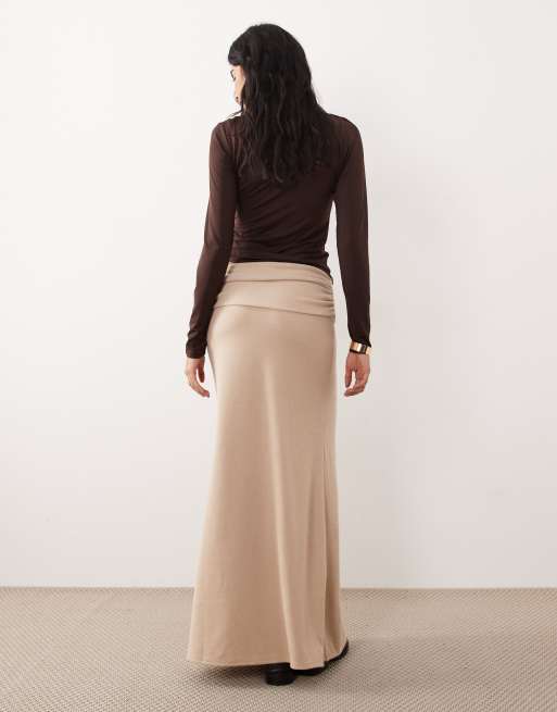 ASOS DESIGN soft touch maxi skirt in light taupe (part of a set), 5 of 5