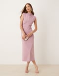 [ASOS DESIGN] ASOS DESIGN soft touch midi dress in pink 4 Rose
